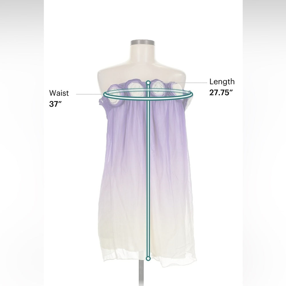 Alice & Olivia Purple and Cream Strapless Dress with Floral Accents