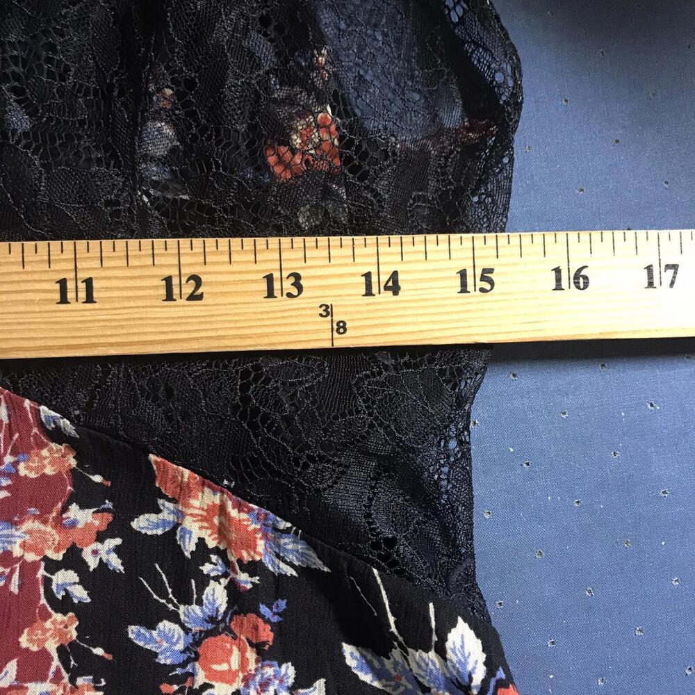 Free People Elegant Black Floral Maxi Dress with Lace Detail