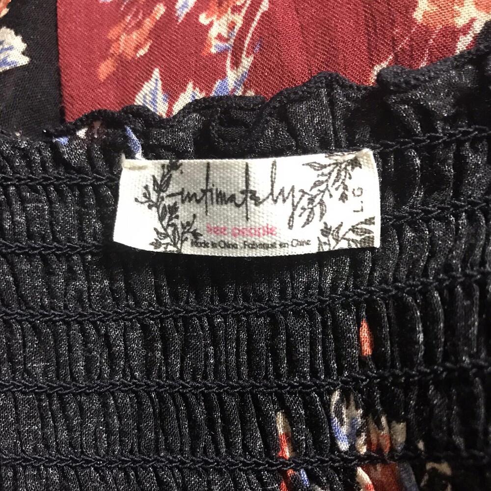 Free People Elegant Black Floral Maxi Dress with Lace Detail