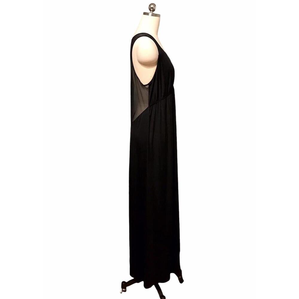 Natori Elegant Black Maxi Dress with Sheer Accents