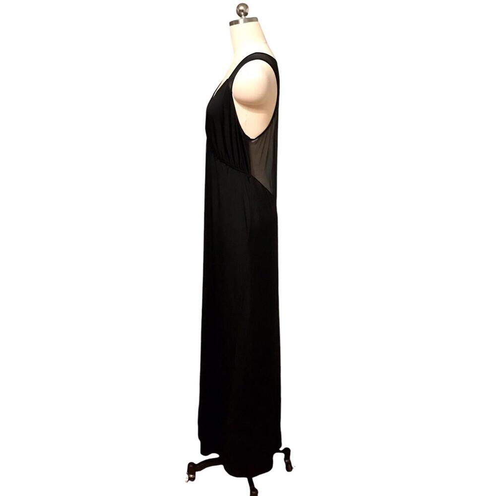Natori Elegant Black Maxi Dress with Sheer Accents
