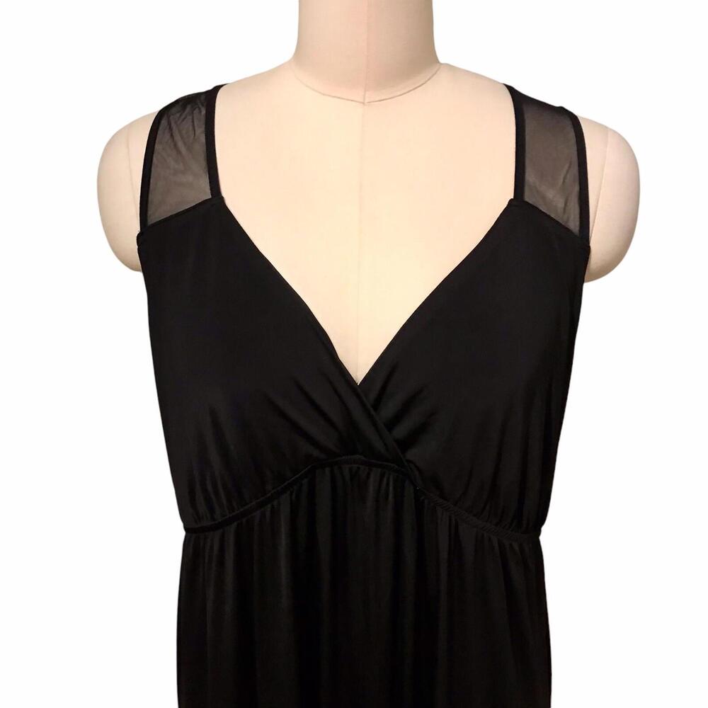 Natori Elegant Black Maxi Dress with Sheer Accents