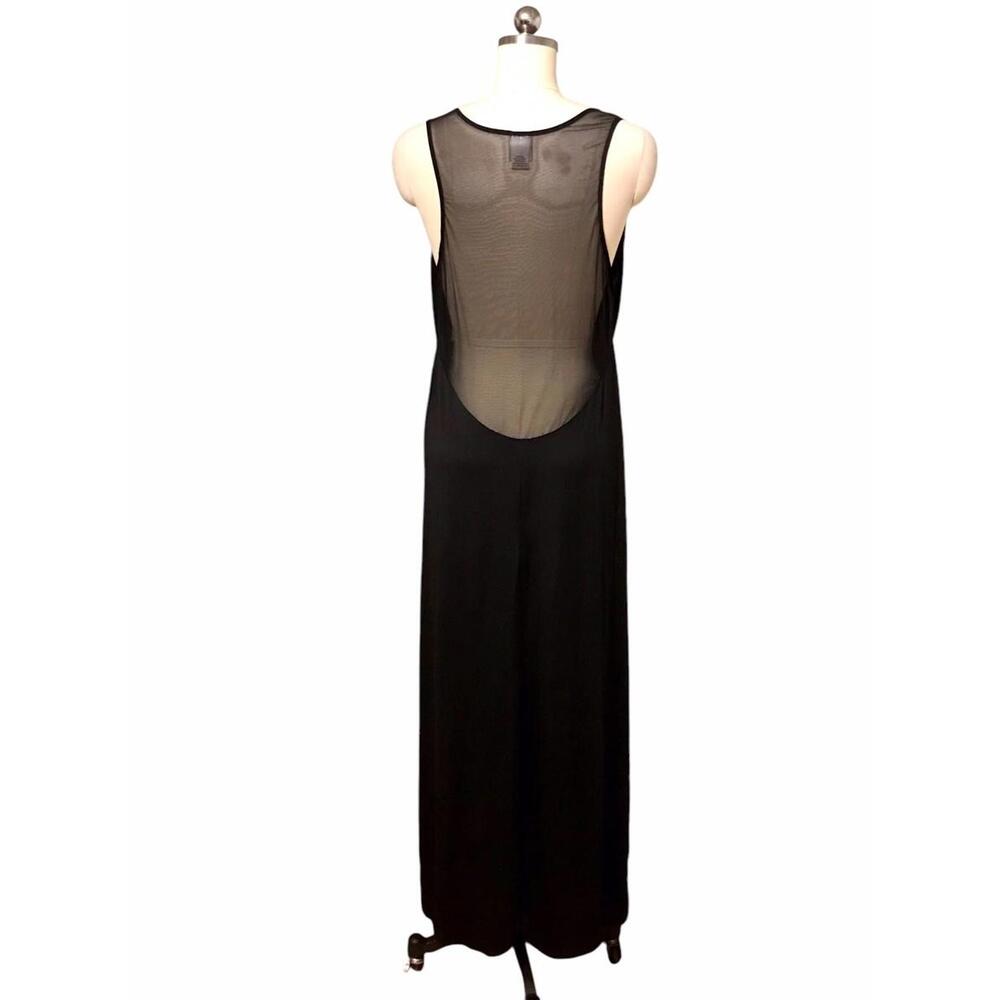 Natori Elegant Black Maxi Dress with Sheer Accents