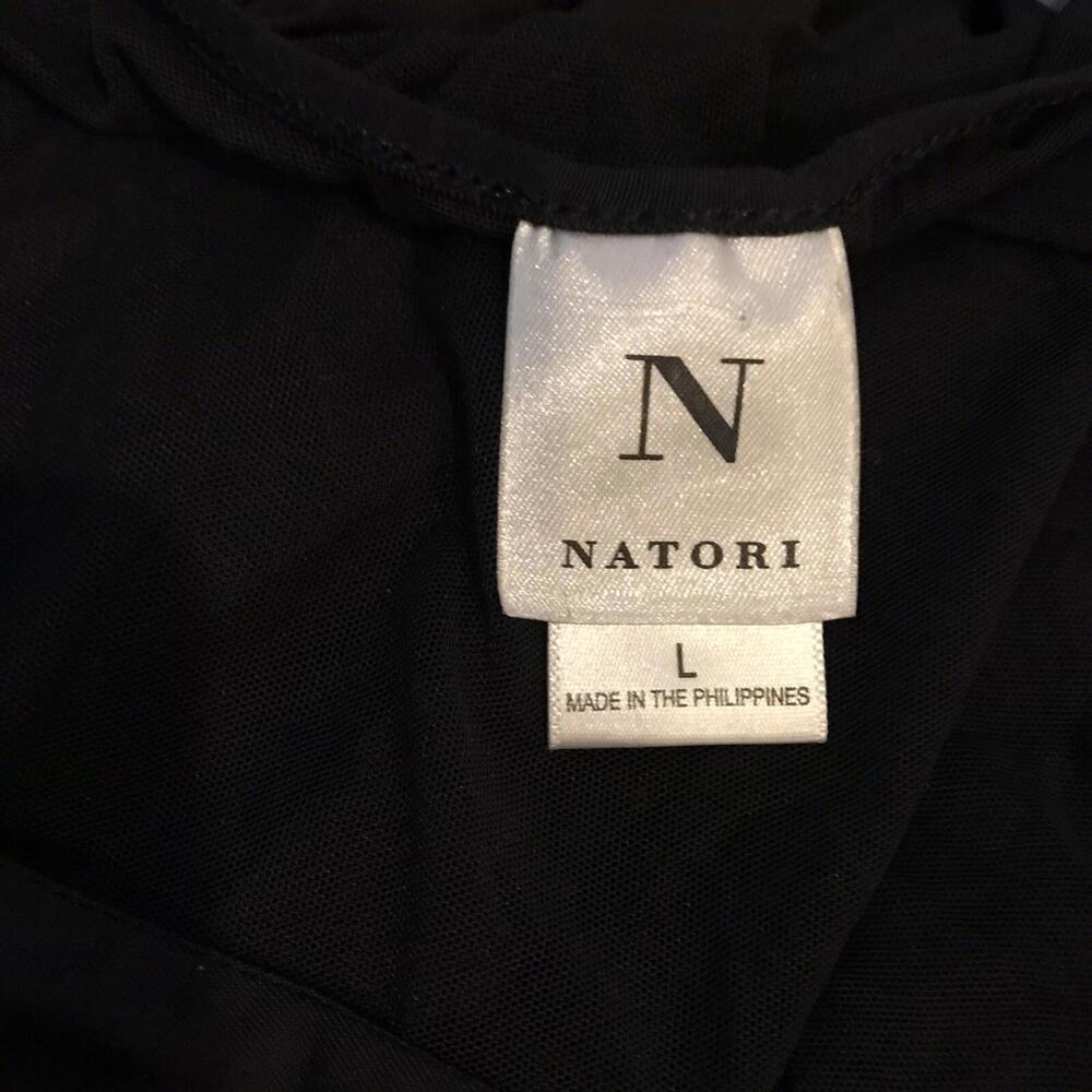 Natori Elegant Black Maxi Dress with Sheer Accents