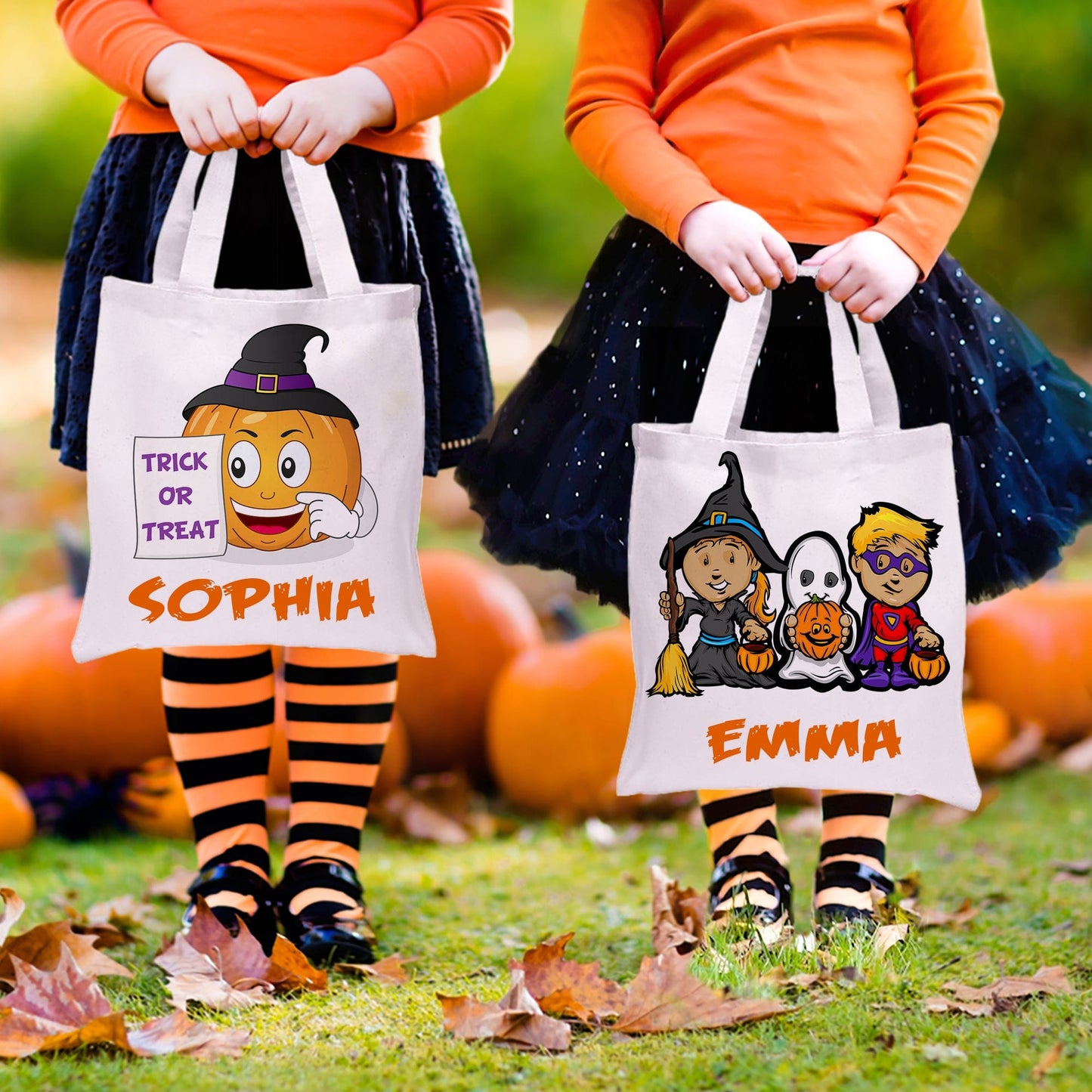 "Spooktacular Personalized Halloween Tote Bags: The Perfect Surprise for Your Little Monsters!"