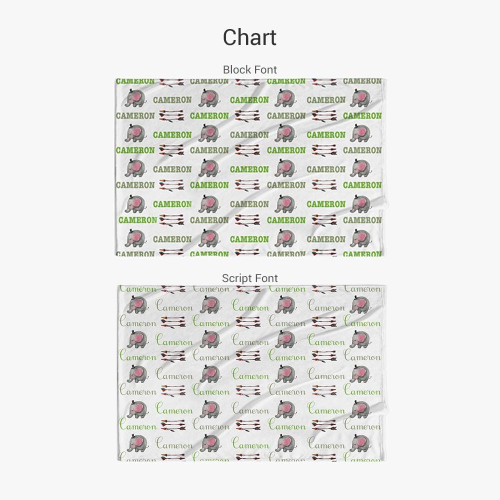 30 x 40 Personalized Elephant Baby Blanket Name
