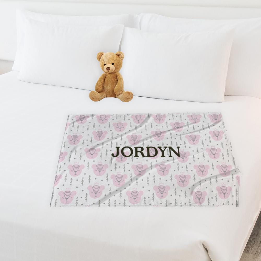 30 x 40 Sleeping Bears Name Personalized Baby Blanket