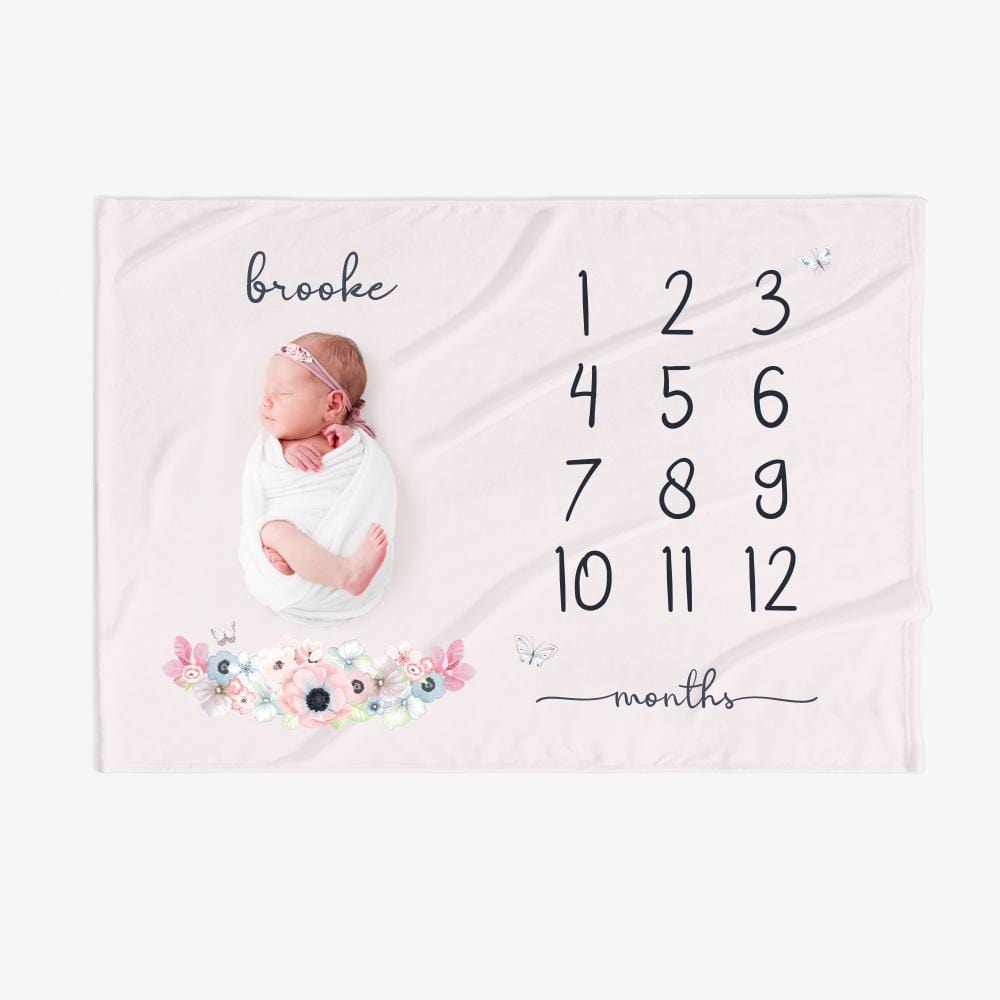 30 x 40 Personalized Name Baby Months Blanket