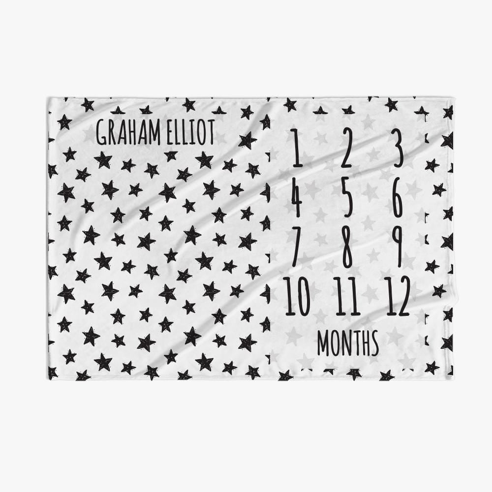 30 x 40 Stars Personalized Baby Months Blanket w Name