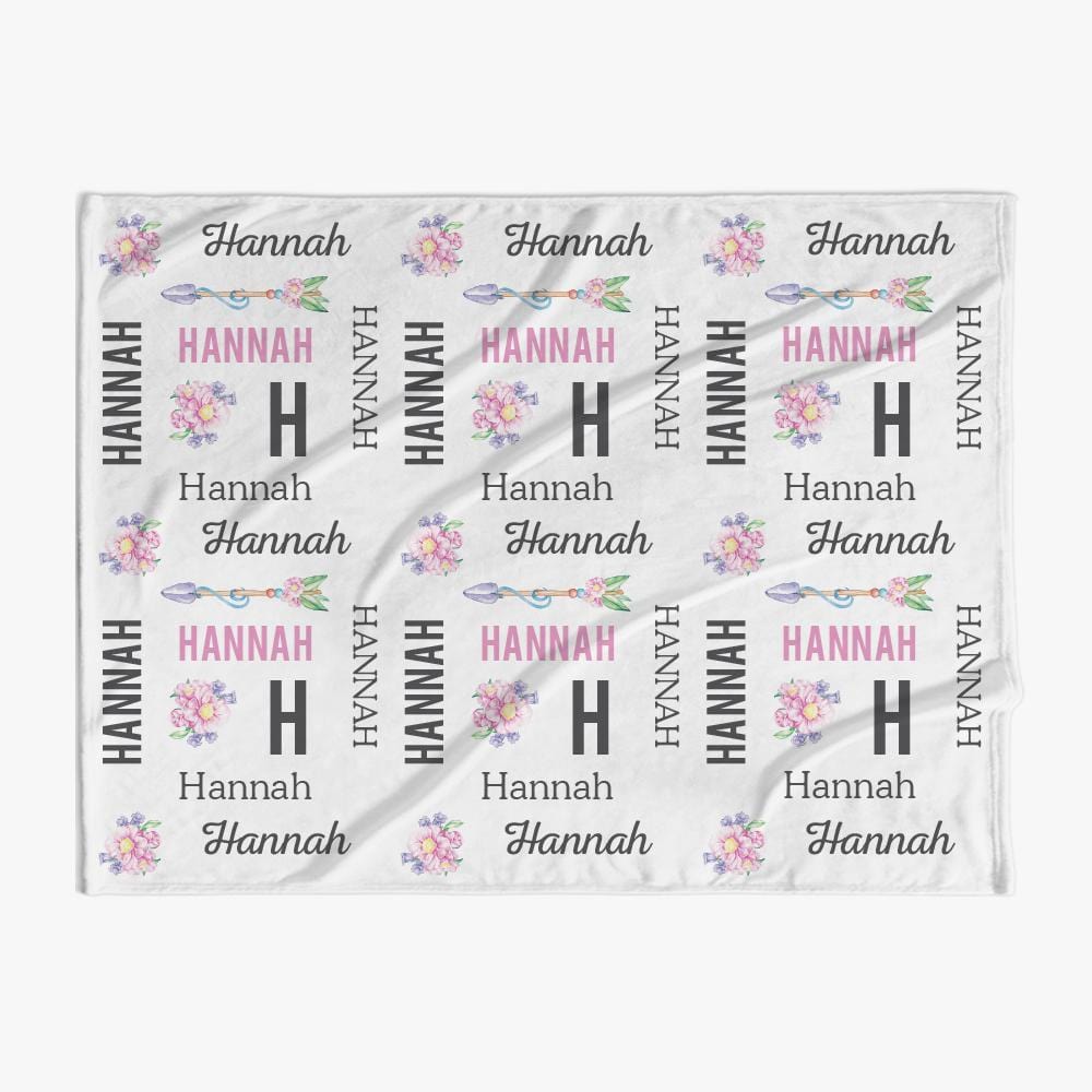 30 x 40 Personalized Arrow and Flower Baby Blanket