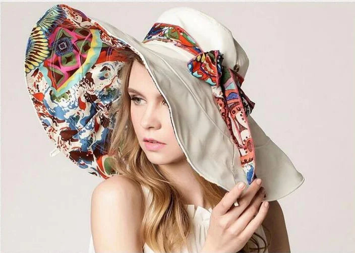 Wide Brim Sun Hat for Women - Foldable Beach Hat